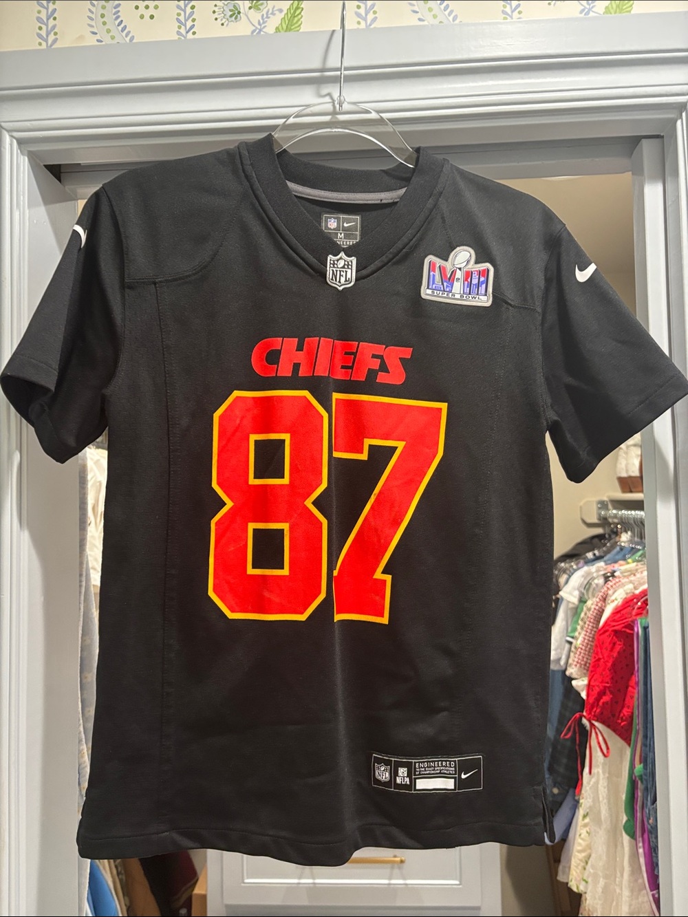 Nike Black Chiefs #87 Jersey with Red and Yellow Accents